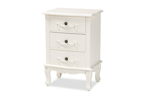Baxton Studio Callen Classic and Traditional White Finished Wood 3-Drawer End Table