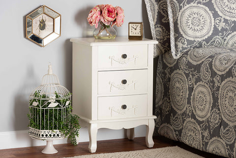 Baxton Studio Callen Classic and Traditional White Finished Wood 3-Drawer End Table