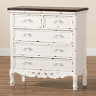 Baxton Studio Levron Classic and Traditional Two-Tone Walnut Brown and Antique White Finished Wood 5-Drawer Storage Cabinet