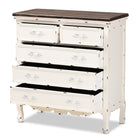 Baxton Studio Levron Classic and Traditional Two-Tone Walnut Brown and Antique White Finished Wood 5-Drawer Storage Cabinet