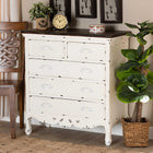 Baxton Studio Levron Classic and Traditional Two-Tone Walnut Brown and Antique White Finished Wood 5-Drawer Storage Cabinet