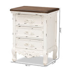 Baxton Studio Levron Classic and Traditional Walnut Brown and Antique White Finished Wood 3-Drawer End Table