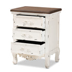 Baxton Studio Levron Classic and Traditional Walnut Brown and Antique White Finished Wood 3-Drawer End Table
