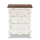 Baxton Studio Levron Classic and Traditional Walnut Brown and Antique White Finished Wood 3-Drawer End Table