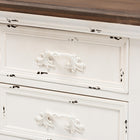 Baxton Studio Levron Classic and Traditional Walnut Brown and Antique White Finished Wood 3-Drawer End Table