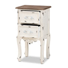 Baxton Studio Levron Classic and Traditional Two-Tone Walnut Brown and Antique White Finished Wood 2-Drawer End Table