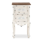 Baxton Studio Levron Classic and Traditional Two-Tone Walnut Brown and Antique White Finished Wood 2-Drawer End Table