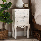 Baxton Studio Levron Classic and Traditional Two-Tone Walnut Brown and Antique White Finished Wood 2-Drawer End Table