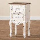 Baxton Studio Levron Classic and Traditional Two-Tone Walnut Brown and Antique White Finished Wood 2-Drawer End Table