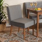 Baxton Studio Alvis Mid-Century Modern Grey Velvet Upholstered and Walnut Brown Finished Wood Dining Chair