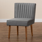 Baxton Studio Alvis Mid-Century Modern Grey Velvet Upholstered and Walnut Brown Finished Wood Dining Chair