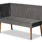 Baxton Studio Alvis Mid-Century Modern Grey Velvet Upholstered and Walnut Brown Finished Wood 5-Piece Dining Nook Set