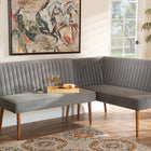 Baxton Studio Alvis Mid-Century Modern Grey Velvet Upholstered and Walnut Brown Finished Wood 2-Piece Dining Nook Banquette Set