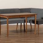 Baxton Studio Alvis Mid-Century Modern Grey Velvet Upholstered and Walnut Brown Finished Wood 3-Piece Dining Nook Set