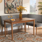 Baxton Studio Alvis Mid-Century Modern Grey Velvet Upholstered and Walnut Brown Finished Wood 3-Piece Dining Nook Set