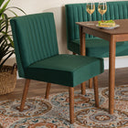 Baxton Studio Alvis Mid-Century Modern Emerald Green Velvet Upholstered and Walnut Brown Finished Wood Dining Chair