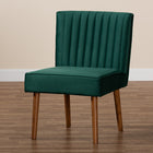Baxton Studio Alvis Mid-Century Modern Emerald Green Velvet Upholstered and Walnut Brown Finished Wood Dining Chair