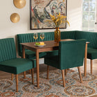 Baxton Studio Alvis Mid-Century Modern Emerald Green Velvet Upholstered and Walnut Brown Finished Wood 5-Piece Dining Nook Set