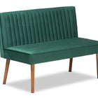 Baxton Studio Alvis Mid-Century Modern Emerald Green Velvet Upholstered and Walnut Brown Finished Wood 2-Piece Dining Nook Banquette Set