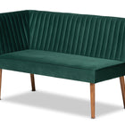 Baxton Studio Alvis Mid-Century Modern Emerald Green Velvet Upholstered and Walnut Brown Finished Wood 2-Piece Dining Nook Banquette Set