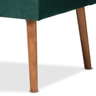Baxton Studio Alvis Mid-Century Modern Emerald Green Velvet Upholstered and Walnut Brown Finished Wood 3-Piece Dining Nook Set
