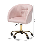 Baxton Studio Ravenna Contemporary Glam and Luxe Blush Pink Velvet Fabric and Gold Metal Swivel Office Chair
