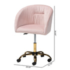 Baxton Studio Ravenna Contemporary Glam and Luxe Blush Pink Velvet Fabric and Gold Metal Swivel Office Chair