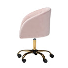 Baxton Studio Ravenna Contemporary Glam and Luxe Blush Pink Velvet Fabric and Gold Metal Swivel Office Chair