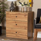 Baxton Studio Decon Modern and Contemporary Oak Brown Finished Wood 3-Drawer Storage Chest