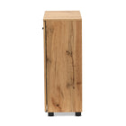 Baxton Studio Mason Modern and Contemporary Oak Brown Finished Wood 2-Door Storage Cabinet with Glass Doors