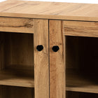 Baxton Studio Mason Modern and Contemporary Oak Brown Finished Wood 2-Door Storage Cabinet with Glass Doors