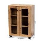 Baxton Studio Mason Modern and Contemporary Oak Brown Finished Wood 2-Door Storage Cabinet with Glass Doors