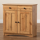 Baxton Studio Lauren Modern and Contemporary Oak Brown Finished Wood 2-Door Buffet Kitchen Cabinet