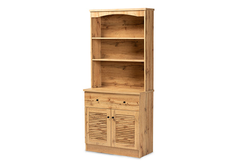 Baxton Studio Agni Modern and Contemporary Oak Brown Finished Wood Buffet and Hutch Kitchen Cabinet