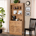Baxton Studio Agni Modern and Contemporary Oak Brown Finished Wood Buffet and Hutch Kitchen Cabinet