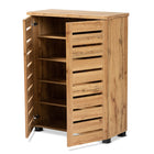 Baxton Studio Adalwin Modern and Contemporary Oak Brown Finished Wood 2-Door Shoe Storage Cabinet