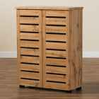 Baxton Studio Adalwin Modern and Contemporary Oak Brown Finished Wood 2-Door Shoe Storage Cabinet