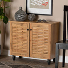 Baxton Studio Winda Modern and Contemporary Oak Brown Finished Wood 2-Door Shoe Cabinet