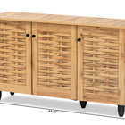 Baxton Studio Winda Modern and Contemporary Oak Brown Finished Wood 3-Door Shoe Cabinet