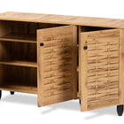 Baxton Studio Winda Modern and Contemporary Oak Brown Finished Wood 3-Door Shoe Cabinet