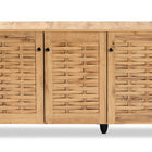 Baxton Studio Winda Modern and Contemporary Oak Brown Finished Wood 3-Door Shoe Cabinet