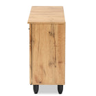 Baxton Studio Winda Modern and Contemporary Oak Brown Finished Wood 3-Door Shoe Cabinet