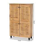 Baxton Studio Winda Modern and Contemporary Oak Brown Finished Wood 4-Door Shoe Storage Cabinet