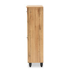 Baxton Studio Winda Modern and Contemporary Oak Brown Finished Wood 4-Door Shoe Storage Cabinet