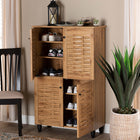 Baxton Studio Winda Modern and Contemporary Oak Brown Finished Wood 4-Door Shoe Storage Cabinet