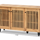 Baxton Studio Fernanda Modern and Contemporary Oak Brown Finished Wood 3-Door Shoe Cabinet