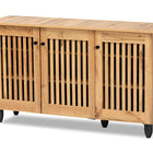 Baxton Studio Fernanda Modern and Contemporary Oak Brown Finished Wood 3-Door Shoe Cabinet