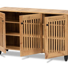 Baxton Studio Fernanda Modern and Contemporary Oak Brown Finished Wood 3-Door Shoe Cabinet
