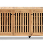 Baxton Studio Fernanda Modern and Contemporary Oak Brown Finished Wood 3-Door Shoe Cabinet