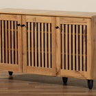 Baxton Studio Fernanda Modern and Contemporary Oak Brown Finished Wood 3-Door Shoe Cabinet